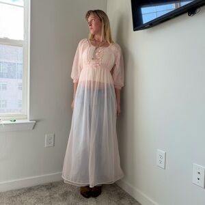 Vintage 90s pink sheer maxi dress